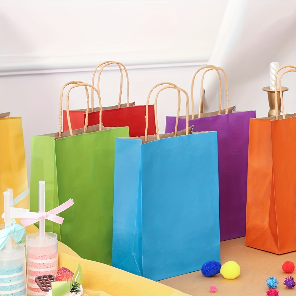 Party Gift Bags 18 Color Paper Bags Handles Small Gift Bags - Temu