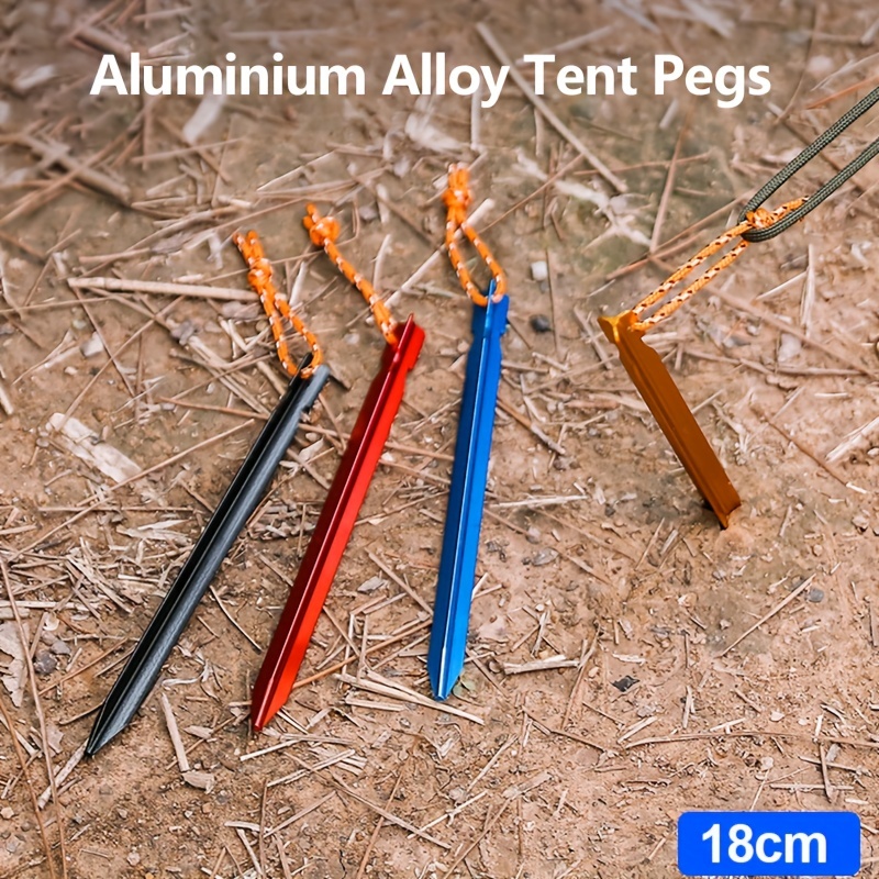 Tent Pegs 8 PCS 18cm Metal Heavy Duty Tent Hooks Aluminum Alloy Rust Free Camping  Tent Ground Pegs
