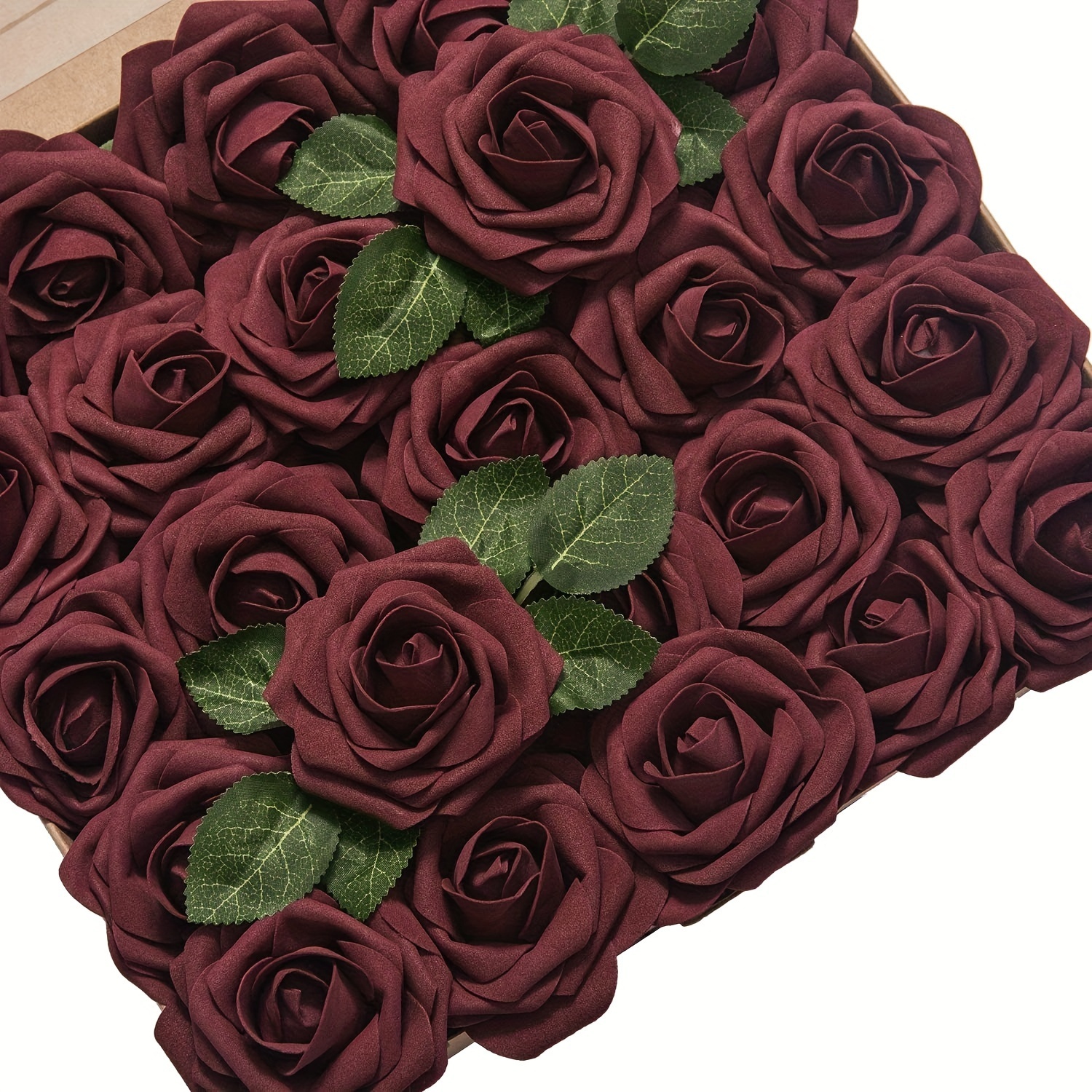 

25pcs Burgundy Artificial Roses: Perfect For Vintage Weddings, Diy Crafts, Outdoor Parties & More!