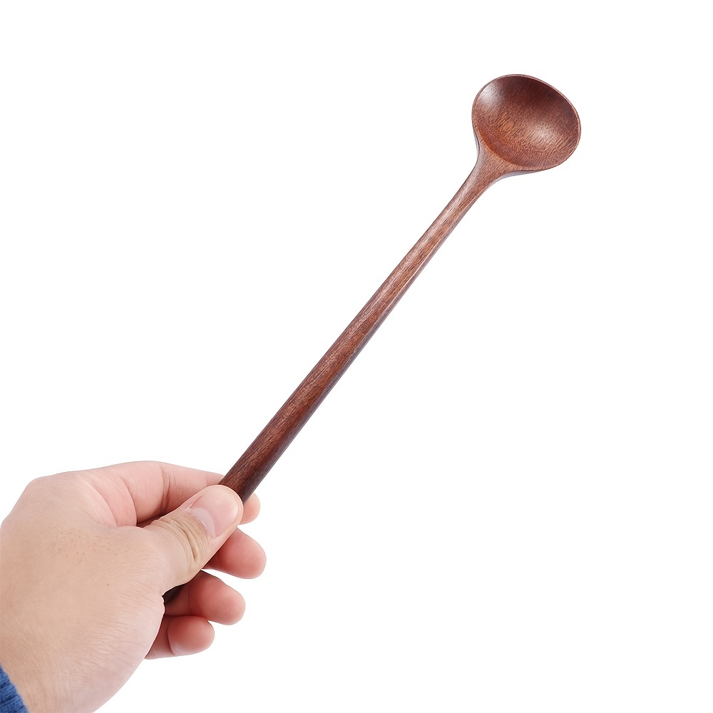 1pc Long Wooden Spoon Korean Style 100% Natural Wood for Soup Cooking 10.9  inchs