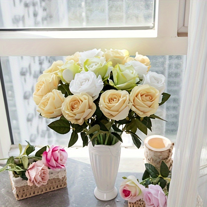 2 Bouquets Vintage Roses Artificial Flowers Dried Roses with Stems  Artificial Roses Fake Flowers for Table Wedding Bridal Shower Decorations:  شراء أفضل المنتجات في المتجر الإلكتروني Coolbe