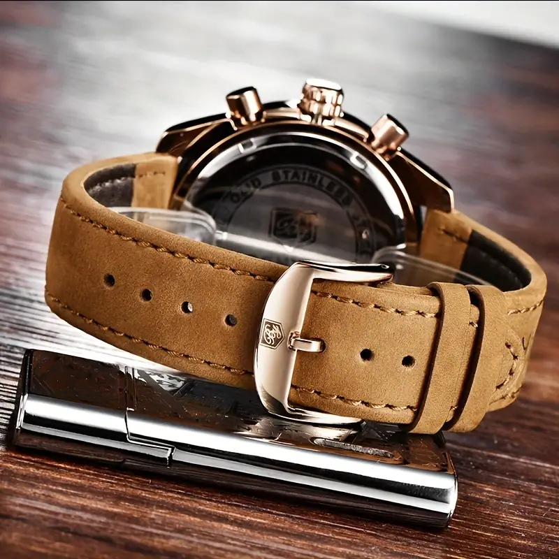  BENYAR - Wrist Watch for Men, Genuine Leather Strap