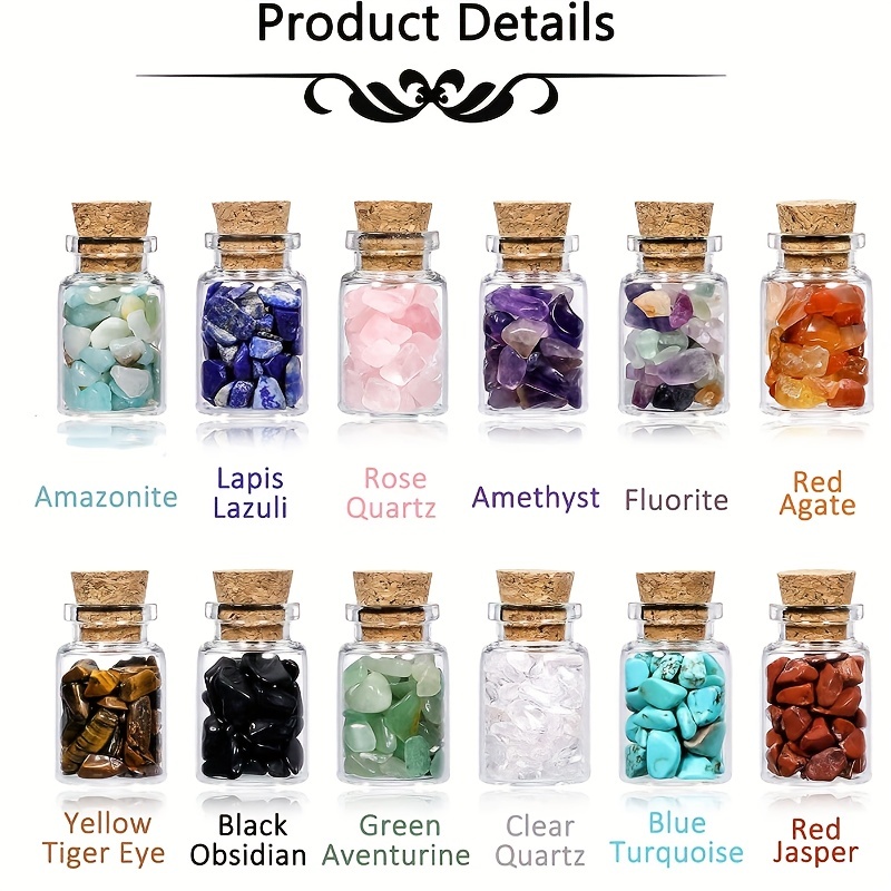 12pcs Crystal Gemstone Wishing Jars Set