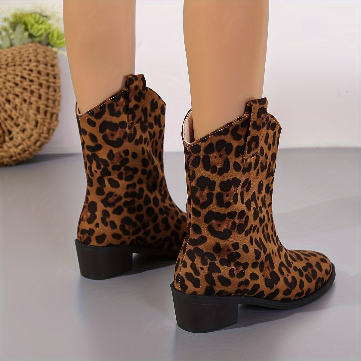 Leopard print mid calf 2024 boots