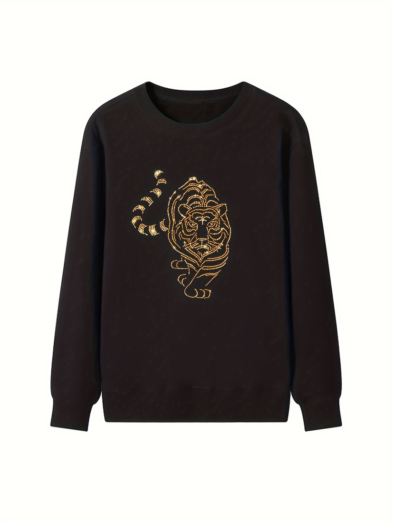 Sudadera Casual Moda Estampado Diamantes Imitaci n Tigre Temu Chile