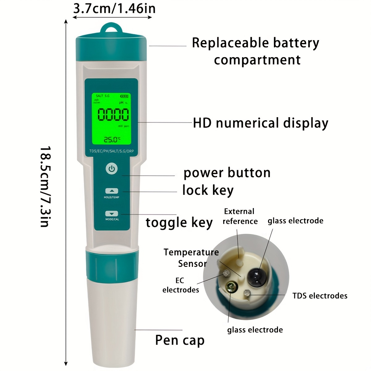 PH Meter 0.01 PH High Precision Water Quality Tester Portable PH