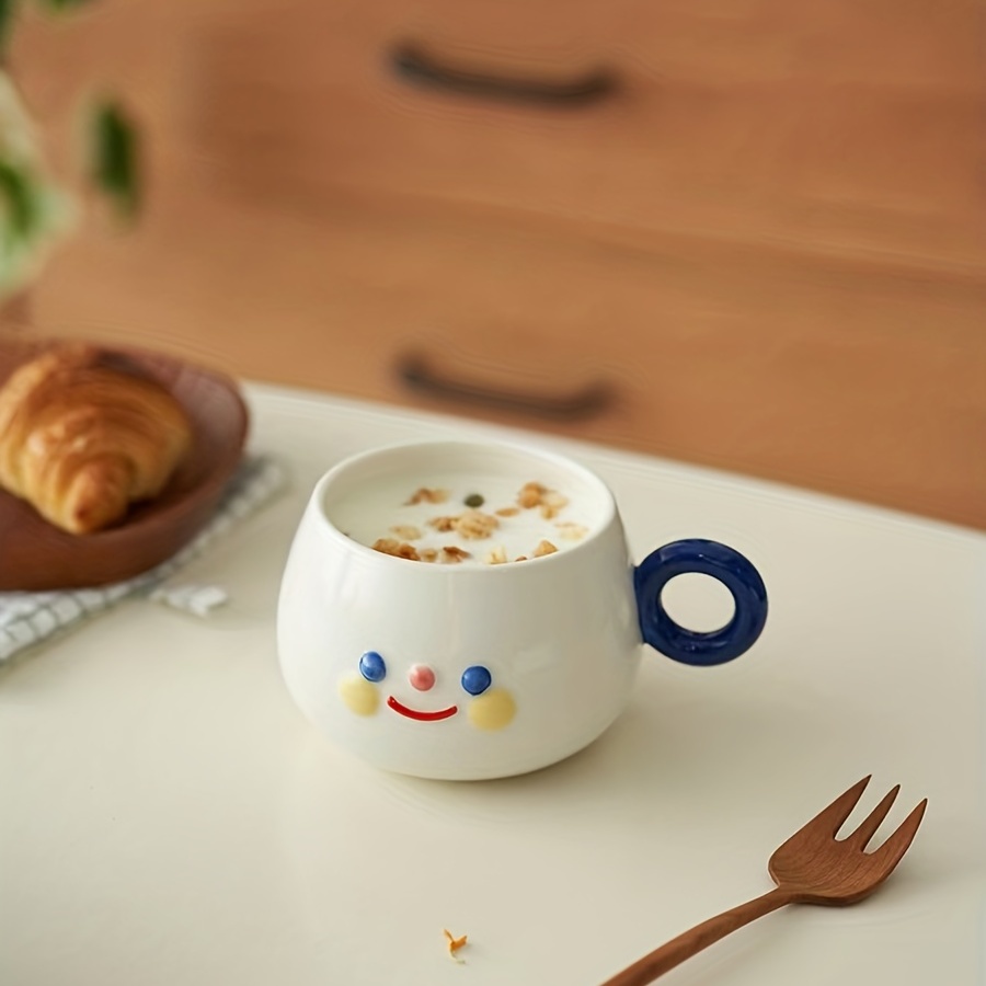 1pc Coffee Cup, Ceramic Creative Cute Hand Painted Rainbow Smile Ceramic  Mug, Lovely Breakfast Milk Tea Coffee Cup, Kitchen Office Tableware  Drinkware