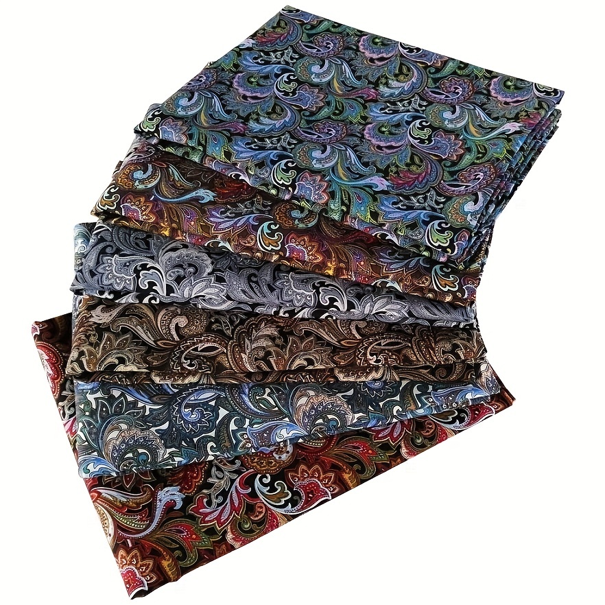 

6-pack Of 100% Cotton Cashew Flower Printed Fabric - Perfect For Diy Clothing, Masks & More - 9.8in X 9.8in