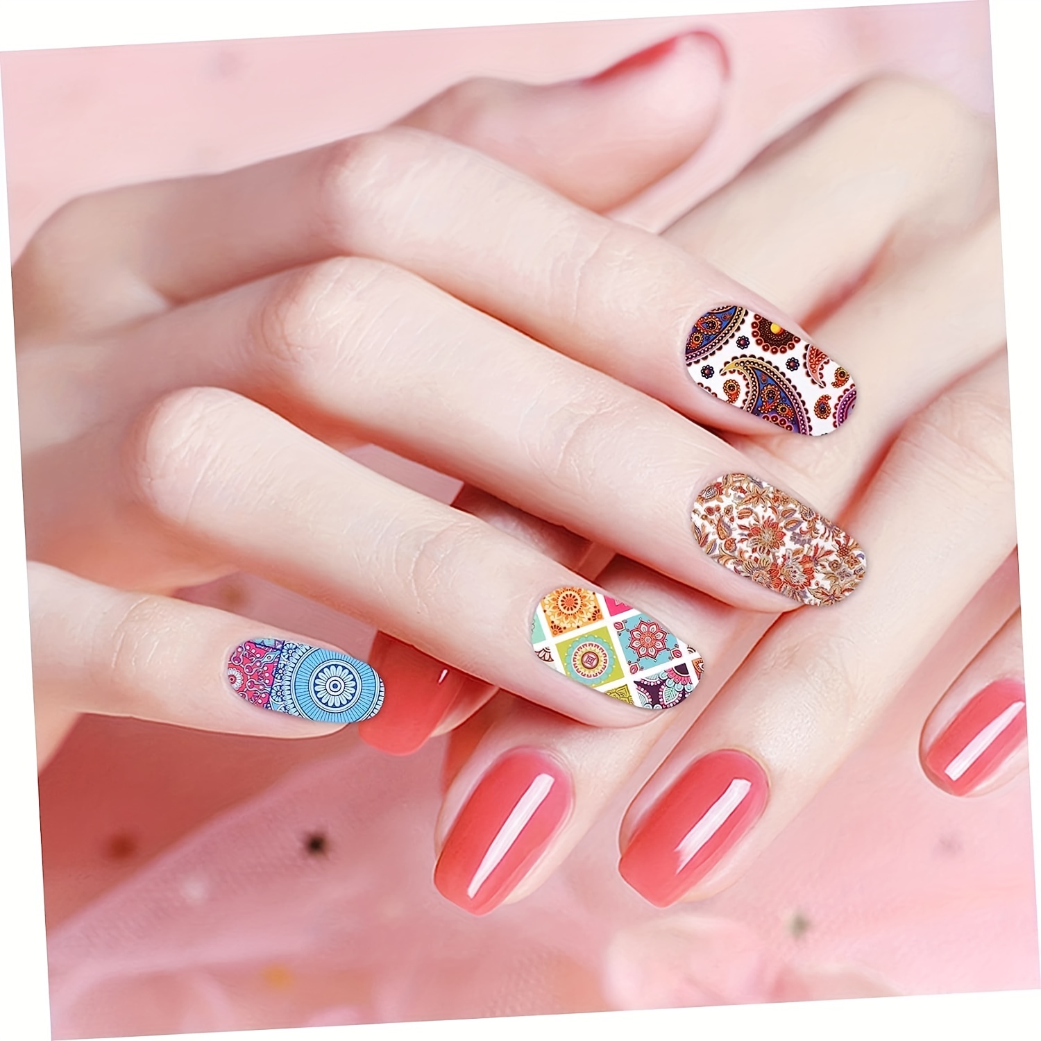 Retro Flower Nail Art Foil Transfer Stickers Adhesive Nail - Temu