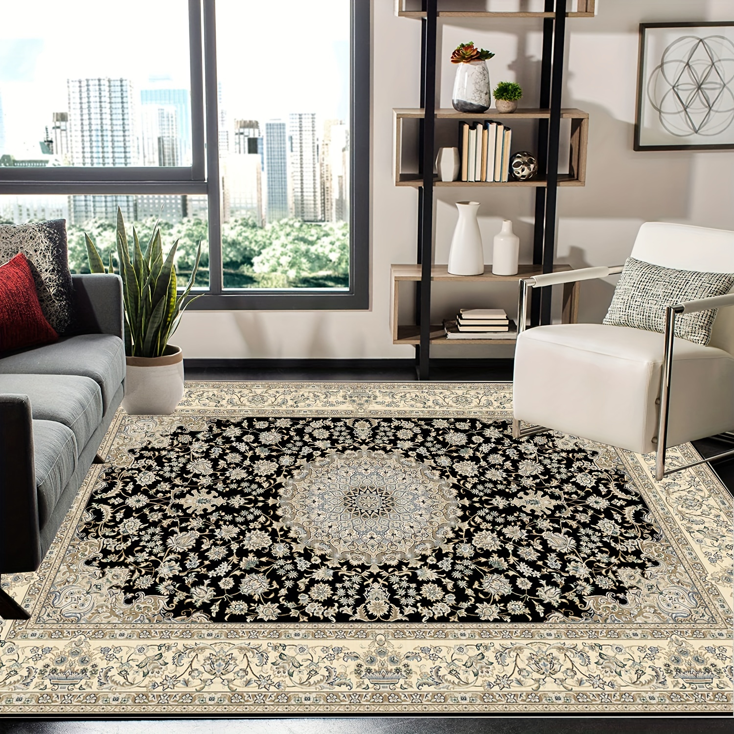 Persian Boho Area Rug Soft Large Machine Washable Non Slip Backing