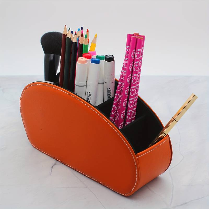 Range-Télécommandes En PU - Organisateur 5 Compartiments Pour Bureau, Table De Chevet Ou Salon