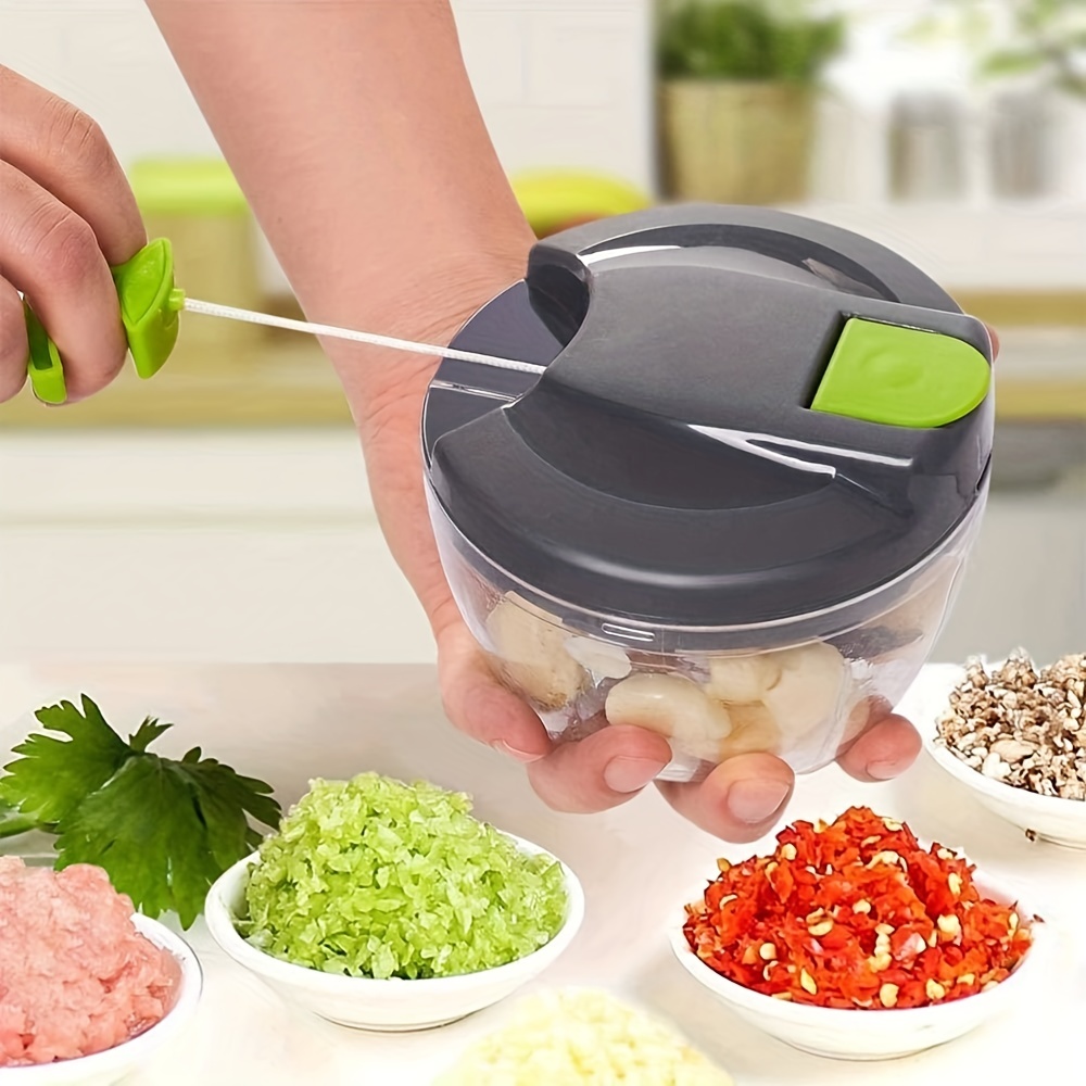1pc Multi-functional Mini Food Processor, Manual Crusher With 2 Blades,  Suitable For Outdoor And Home Cooking