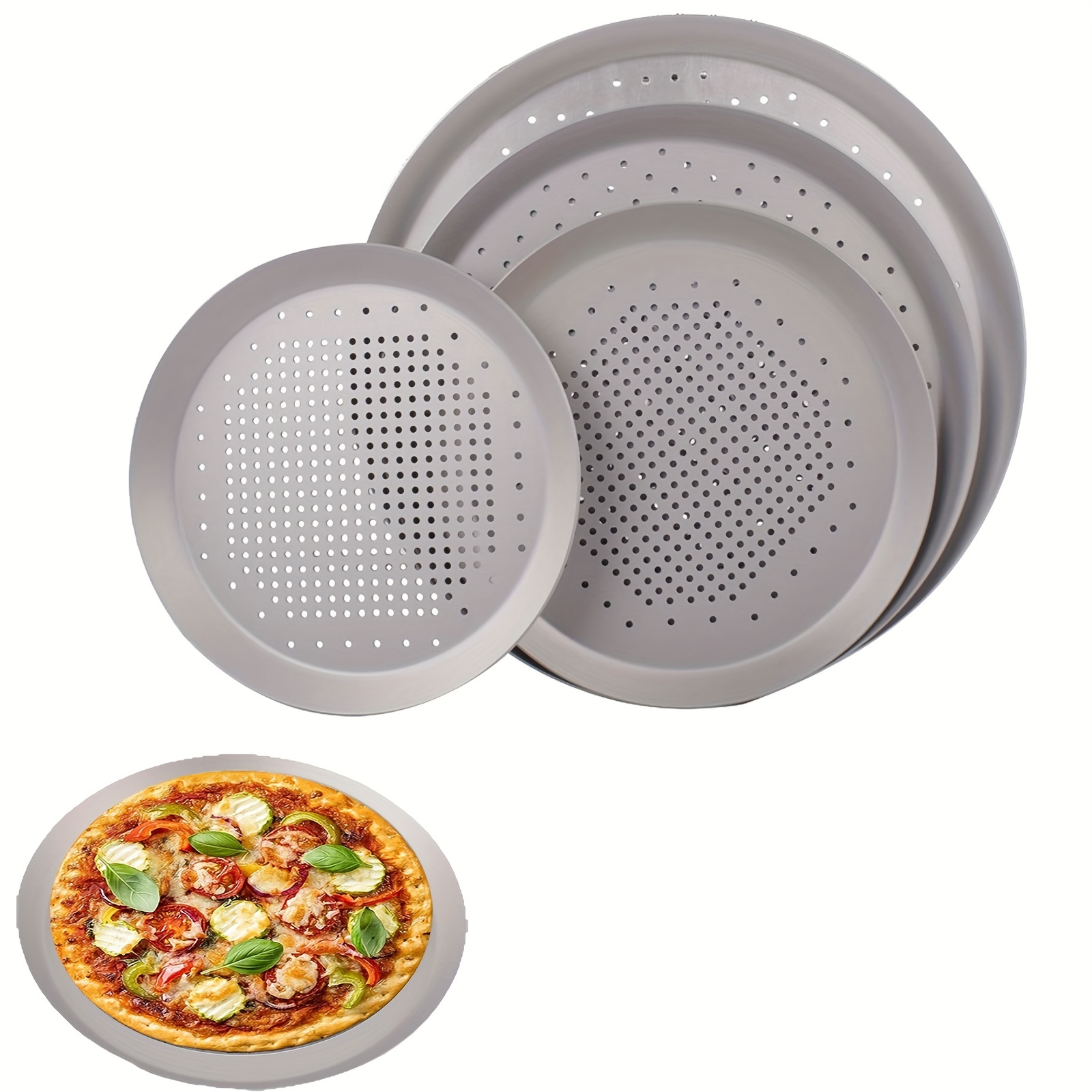 Pizza Pans For Oven Round Pizza Pan With Holes Pizza Tray - Temu