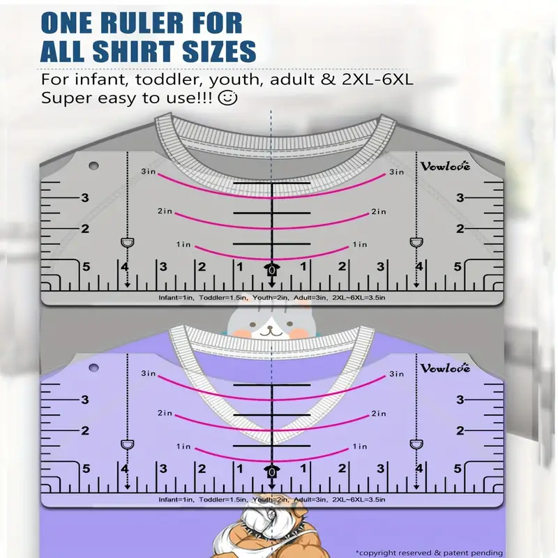 Upgraded Acrylic T-shirt Ruler For Heat Press, T-shirt Measuring