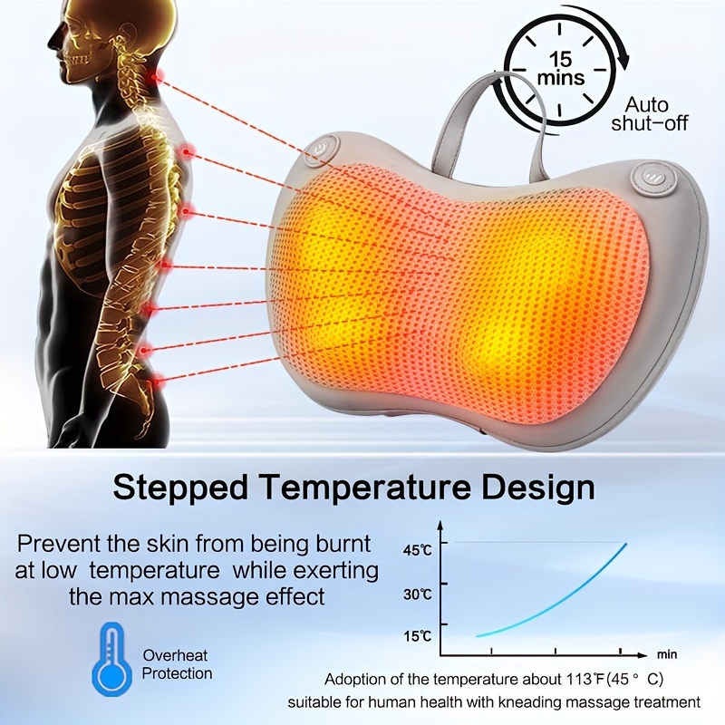 Neck And Shoulder Massager With Heat, Neck Massager, Deep Tissue, Back And Neck  Massager, 3d Deep Tissue Kneading Massage Pillow With Heat - Temu