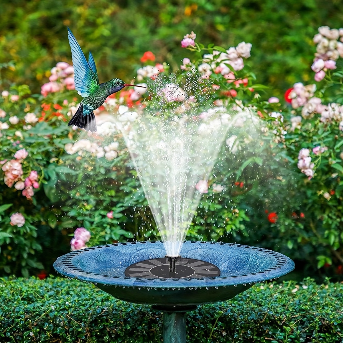 Fontaine solaire extérieure - Pompe à eau avec 7 styles de fontaine - Mini  fontaine flottante avec panneau
