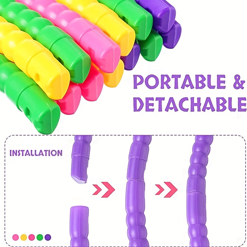 Paquete de 8 aros de ejercicio para niños y niñas, longitud ajustable  desmontable, color de juguete, aro de plástico para fitness, deporte, jugar