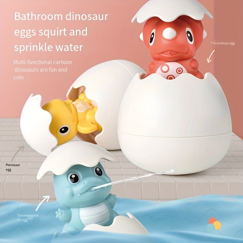 Baby Bath Toys Animal Spraying Bath Toys Hatching Egg Duck Penguin Dinosaur, Blue Dinosaur