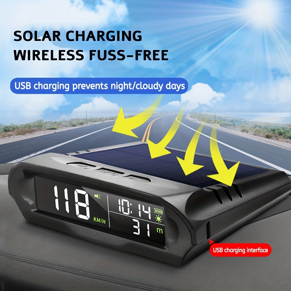 GPS à énergie solaire HUD S200, compteur de vitesse numérique sans