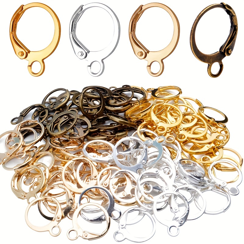 

100pcs Hypoallergenic Earring Hooks Brass Lever Back Earring Round Hook Ear Wire With Open Loop For Diy Earring Design Jewelry Making Small Business Supplies
