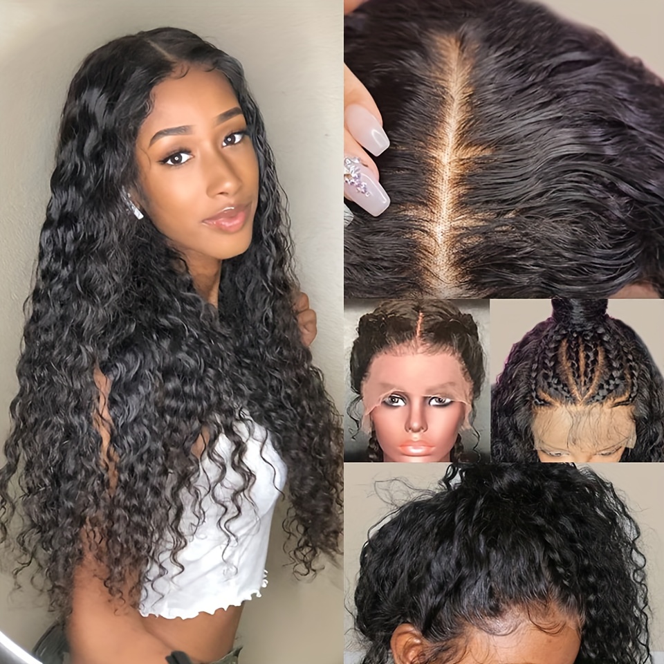 Water Wave Lace Front Wigs Human Hair 30 Inch 13x6 Lace Frontal Wig 12A  Transparent Brazilian Virgin Hair HD Curly Lace Front Wig Human Hair  Glueless