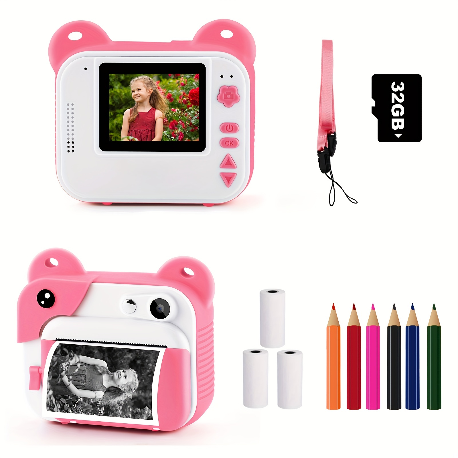 Cámara de impresión instantánea para niños, regalos de cumpleaños de  Navidad para niños de 3 a 12 años, cámara digital selfie con videos de  1080P