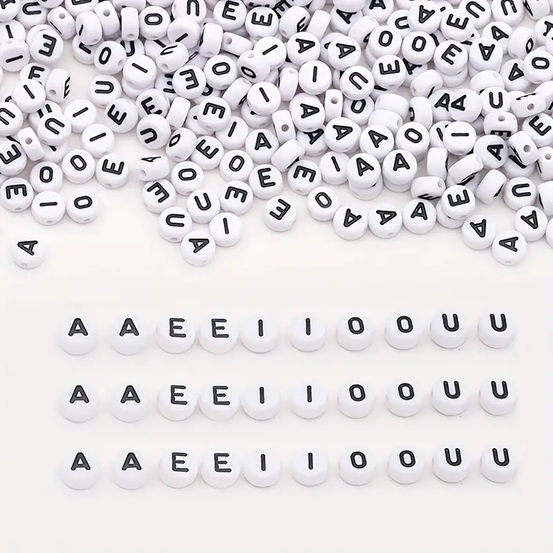 Acrylic A E I O U Vowel Letter Beads For Jewelry Making Diy - Temu