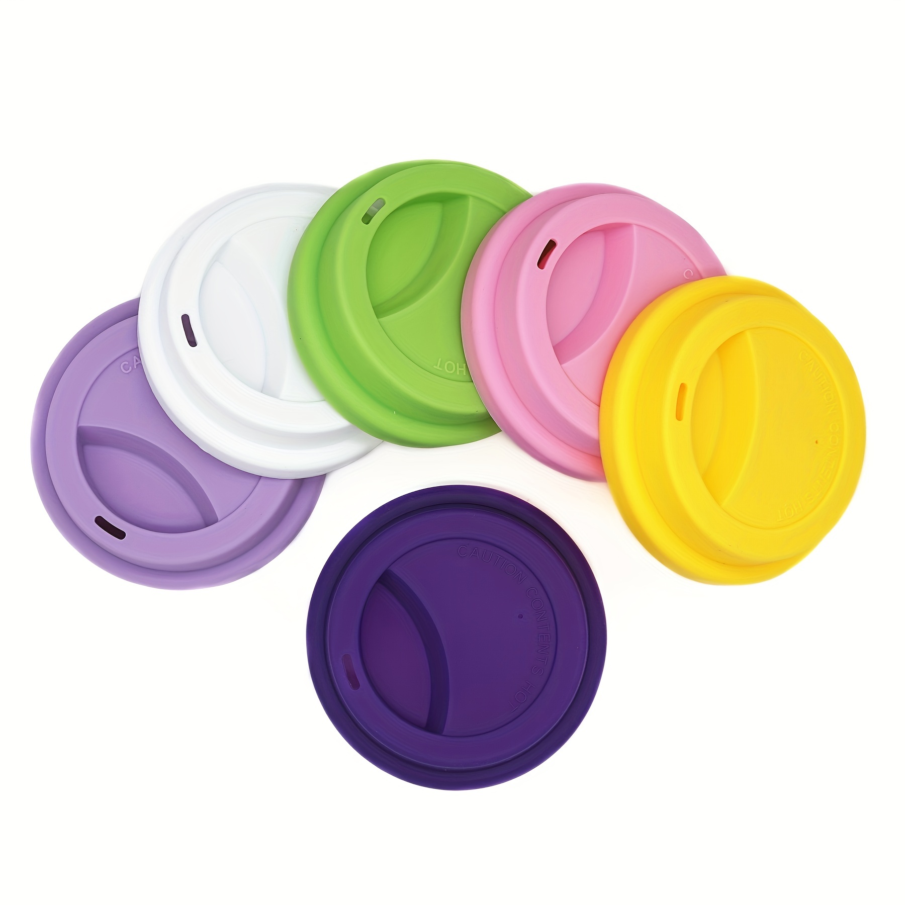 Silicone Drinking Lid Spill-Proof Cup Lids Reusable Coffee Mug Lids Coffee Cup Covers 6 Pcs - Black