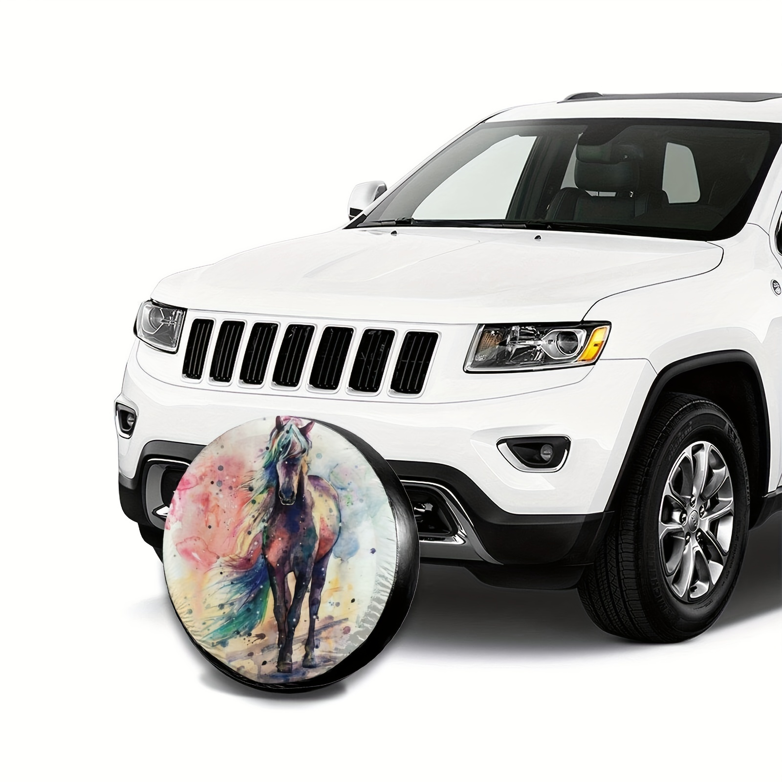 Xwqwer Watercolor Horse Spare Tire Cover For Camper Rv Suv Trailer Truck  And Many Vehicle, Universal Fit Wheel Covers Waterproof Dustproof Temu