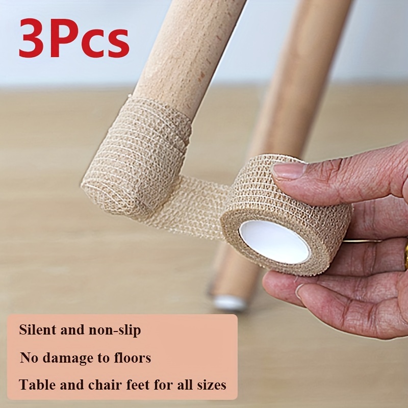 3pcs Chairs Stools Silent Foot Pads, Dining Table Floor Protection Tape,  Self-adhesive Tape, Non-slip Wear-resistant Furniture Tape, Sofa Table  Corner