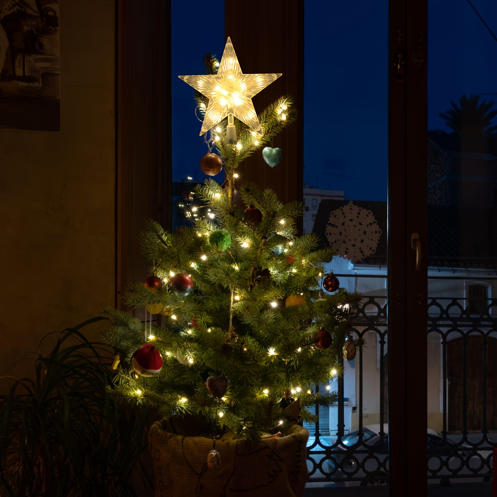 Étoile Lumineuse Pour Cime De Sapin - LED Multicolores, Piles AA (non Fournies) - 24,5 Cm