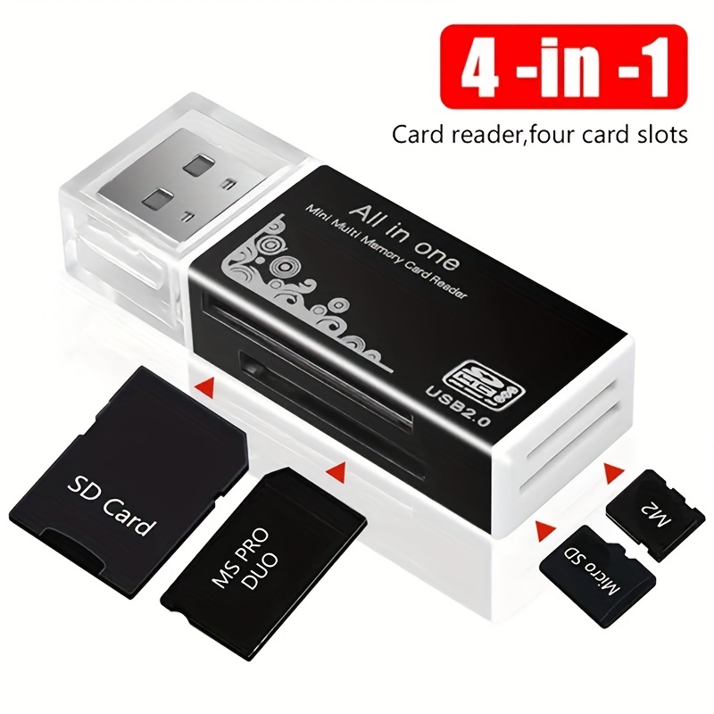 Lecteur de carte mémoire 4 en 1 : SD Micro SD Memory stick TF