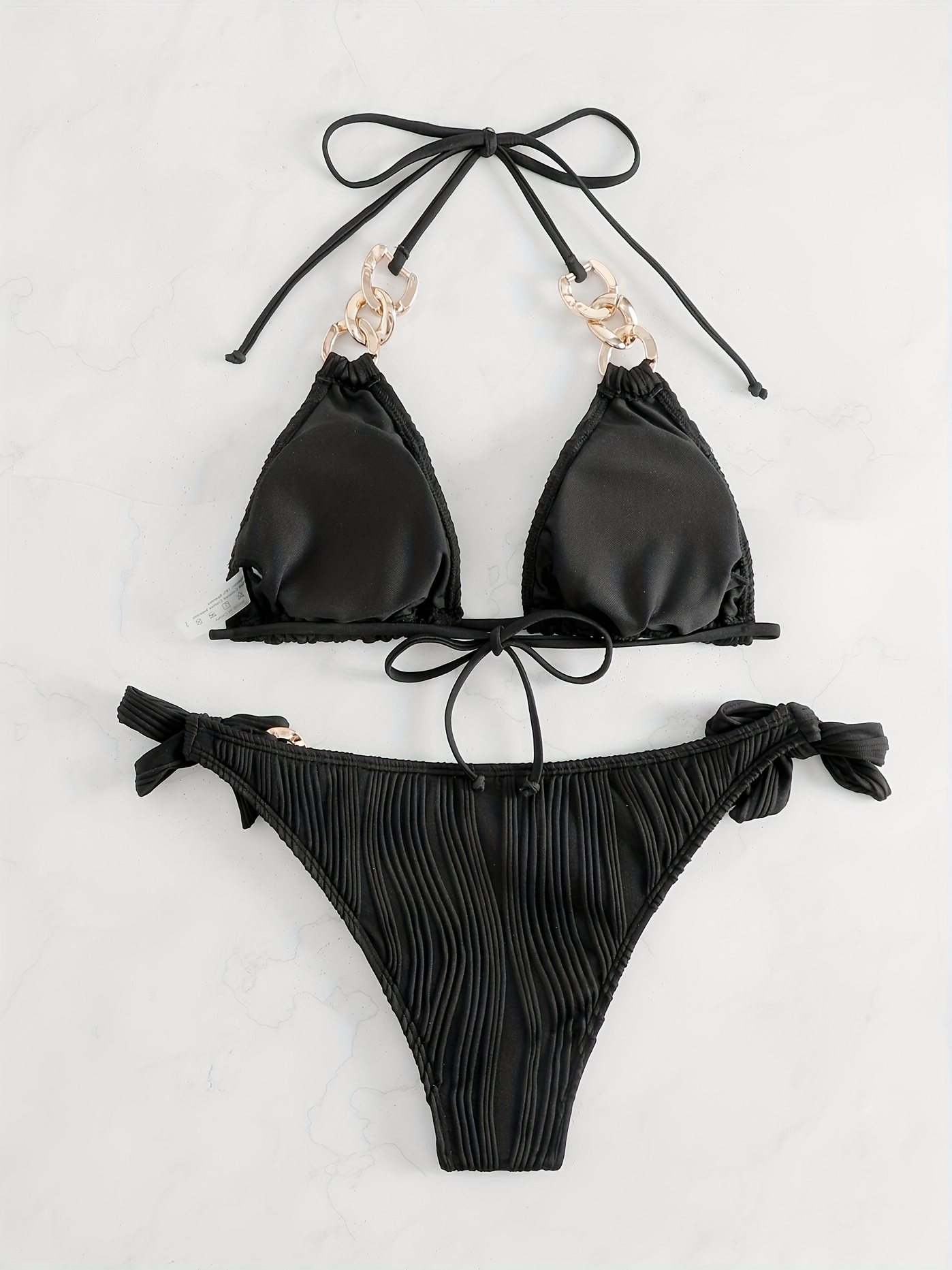 Shein Ruched Knot Front Textured Lingerie Set