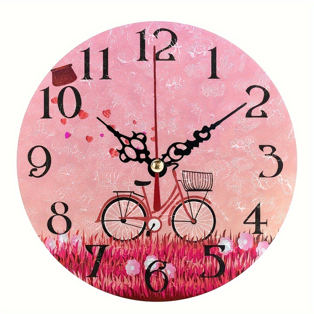 1 Reloj Bicicleta Rosa Reloj Pared Flores Día Madre Relojes - Temu Mexico