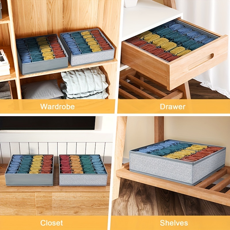 Drawer Organizer for Clothing, 12 Pack Sock Underwear Drawer Organizer  Bins, Foldable Fabric Closet Organizers and Storage Dresser Drawer Dividers  for