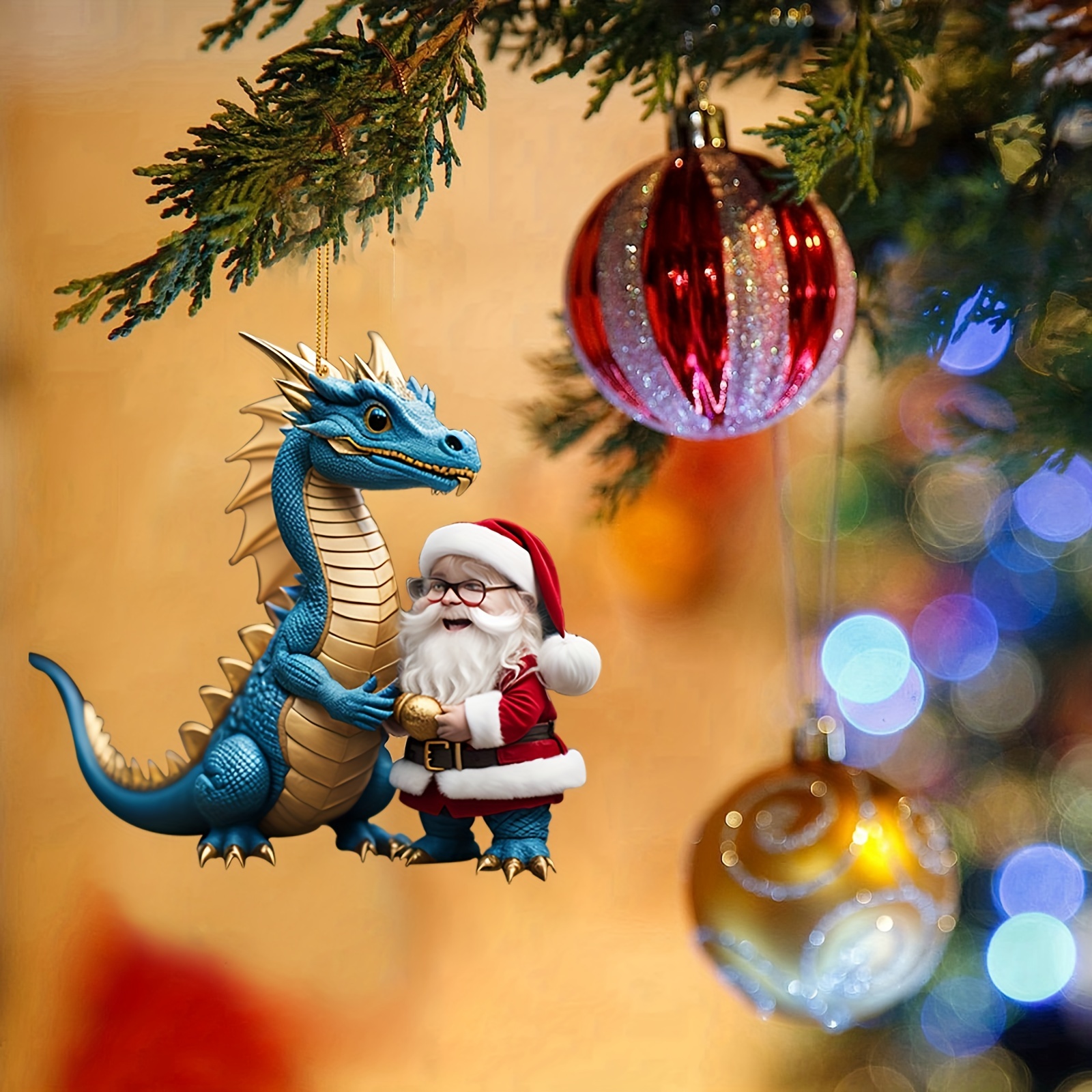 1 Pc Pendentif Acrylique Dragon De Noël Art Déco Pendentif - Temu