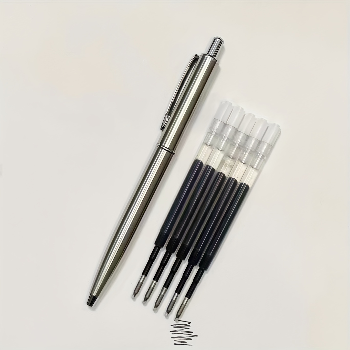Pen + Pen Case Metal Pen Holder Steel Press Ballpoint Pen - Temu