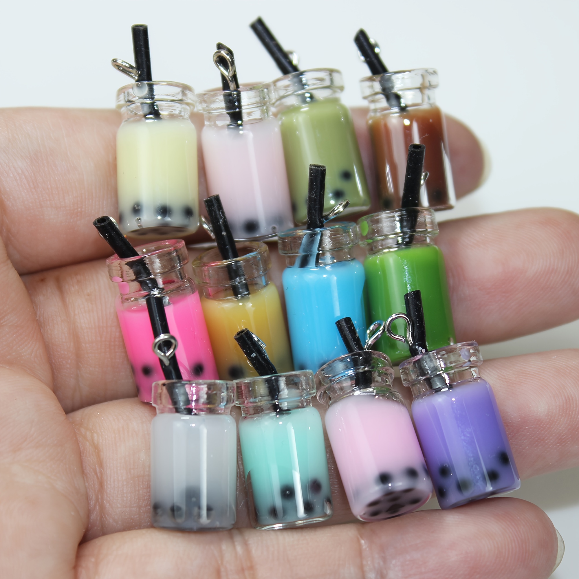 10pcs 8-30 Styles Mix Glass Bottles Milk Tea Cup Ball Earring Charms DIY Findings Keychain Bracelets Pendant for Jewelry Making,Temu