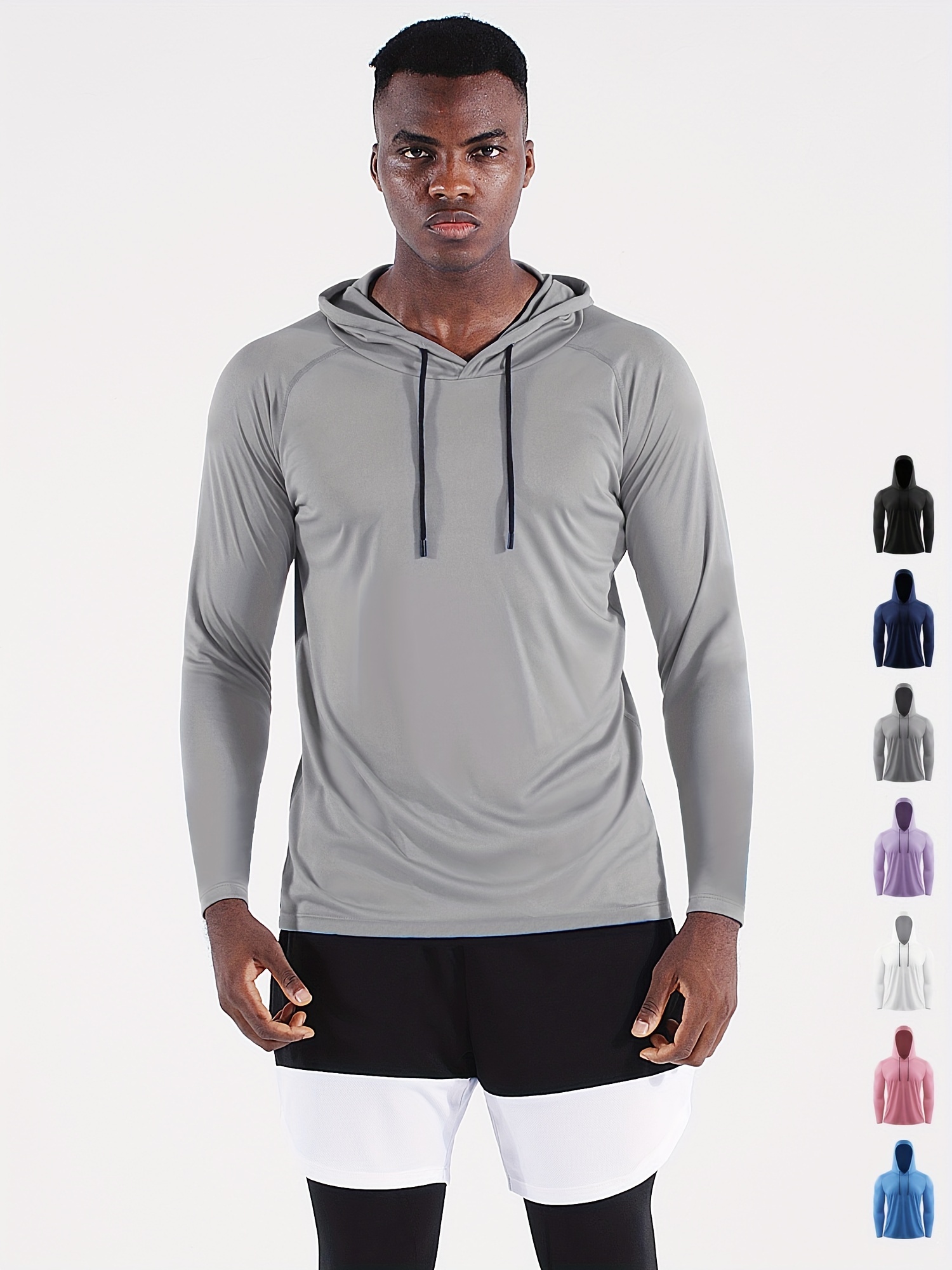 UPF 50+ Men's Hooded Athletic Shirt For Sun Protection During Outdoor  Activities