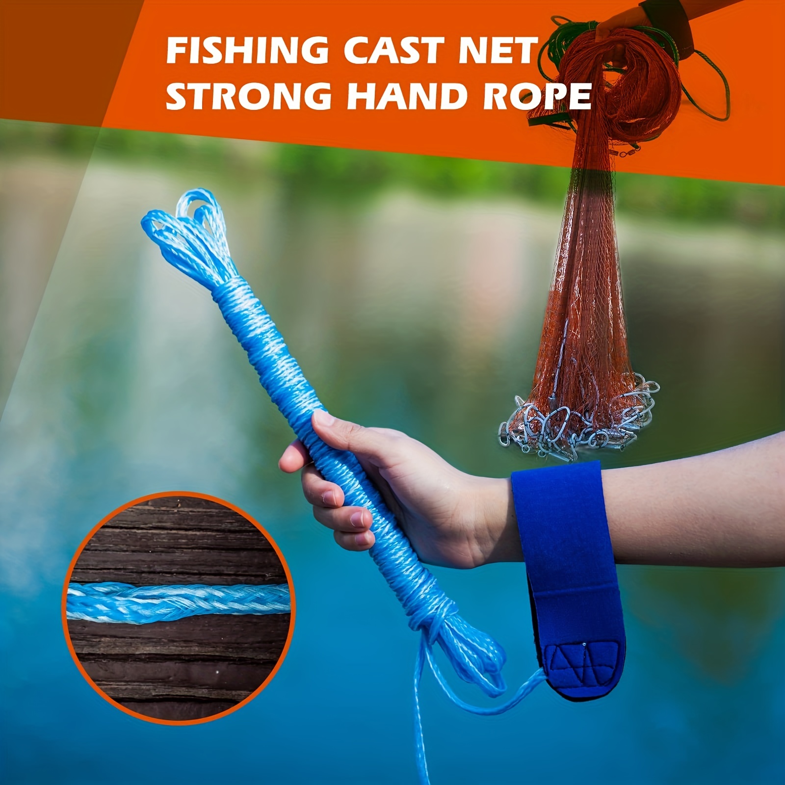 3 Meter/ 10ft Durable Fishing Cast Net With Sinkers Bait Easy Throw Hand  Cast Strong Tire Trap Tight Mesh Line Tool
