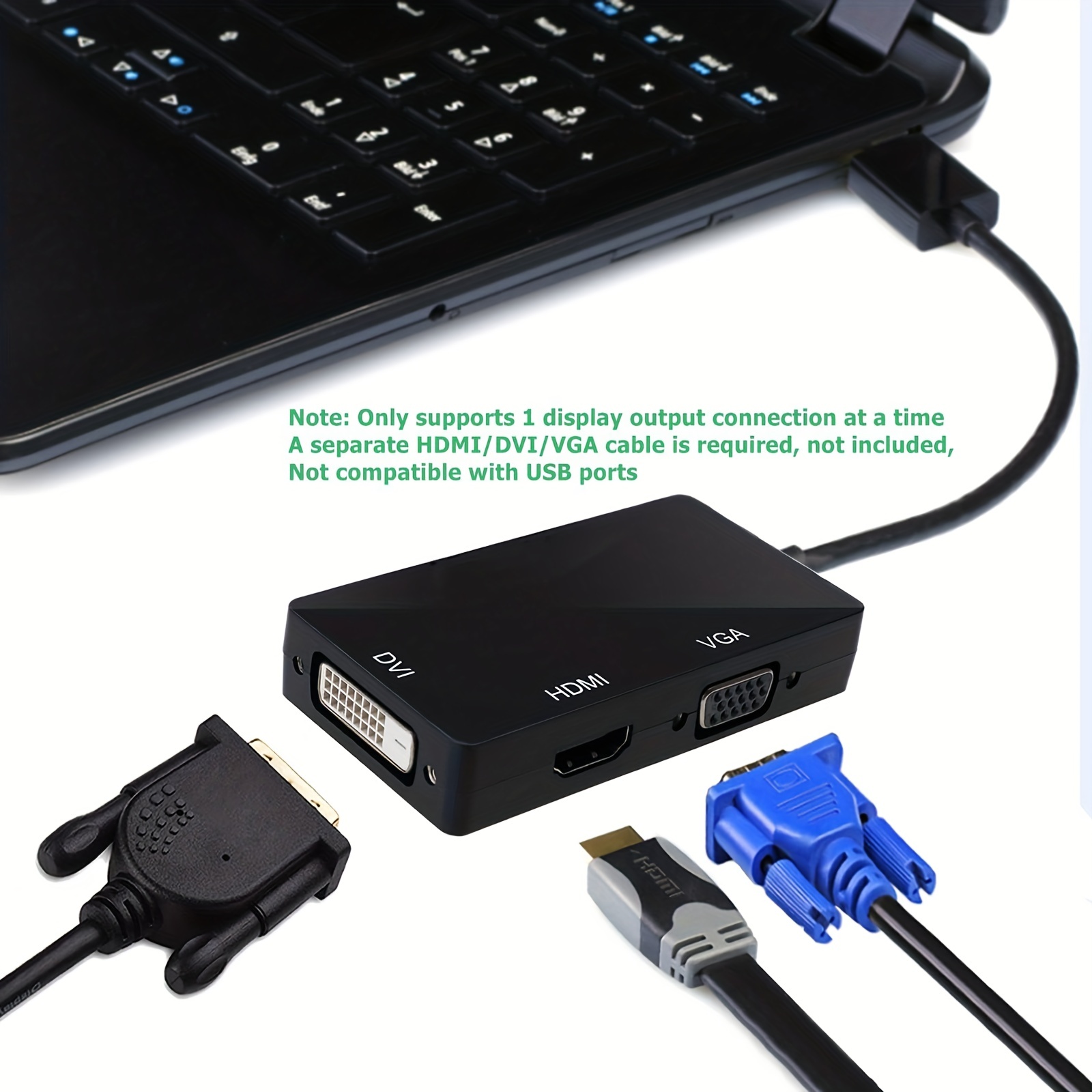Adaptador HDMI a VGA, cable chapado en oro 1080P para computadora,  computadora de escritorio, laptop, PC, monitor, proyector, HDTV,  Chromebook