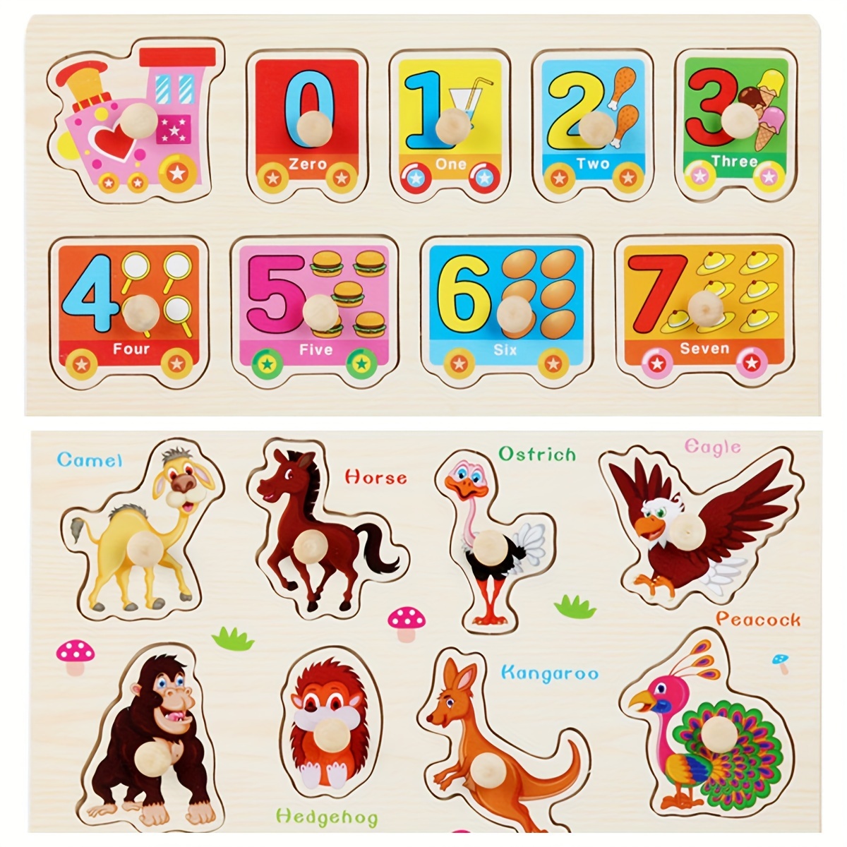 Gudi Toy Wooden Jigsaw Puzzles Set for Kids Age 3-5 Year Old Animals  Preschool Puzzles