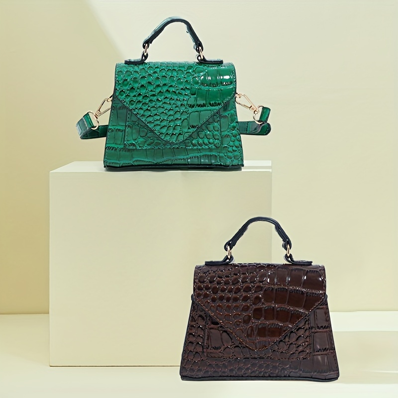 Mini Crocodile Print Crossbody Bag, Trendy Pu Shoulder Bag
