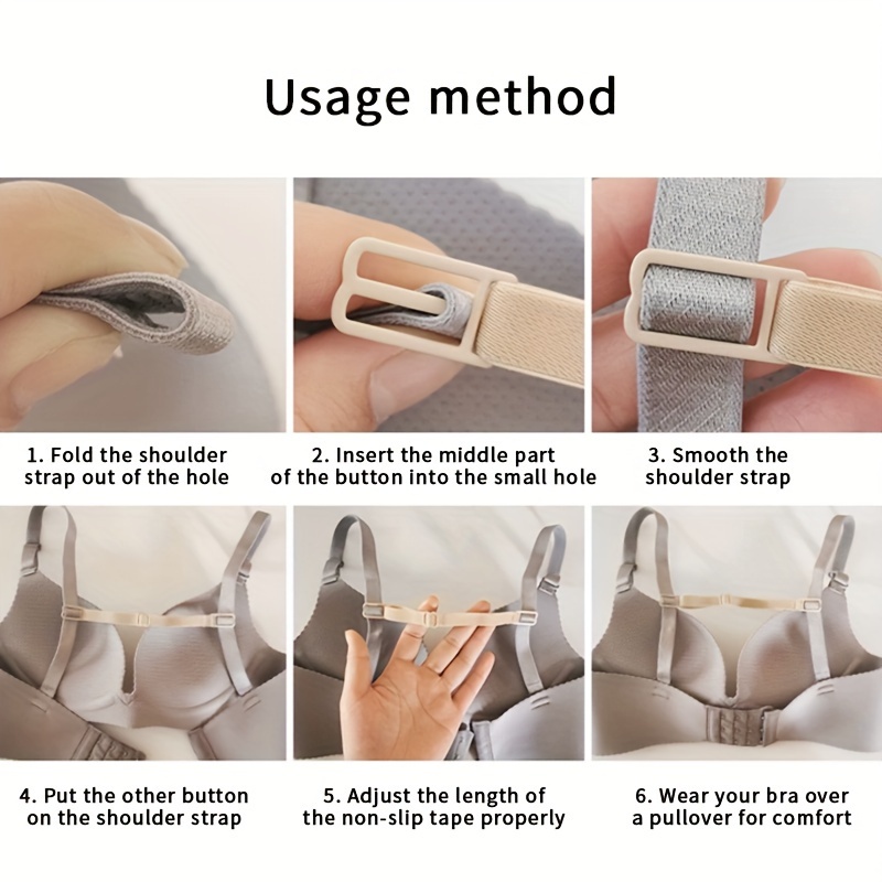 uxcell Elastic Non-slip Adjustable Bra Shoulder Strap Clips Holder for  Women Apricot-2 10 mm Width