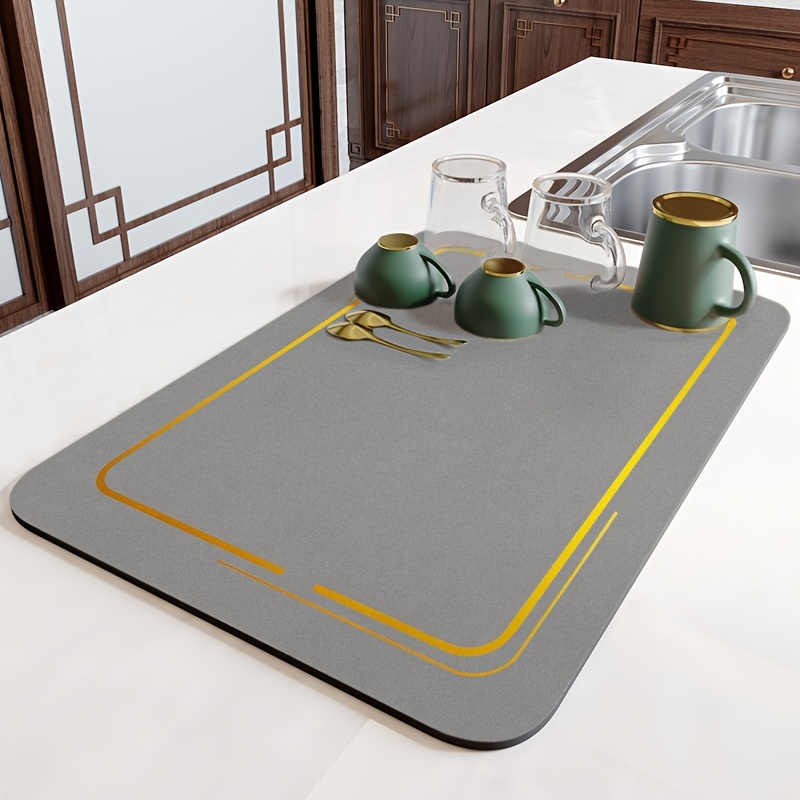 Super Absorbent Anti-slip Coffee Dish Kitchen Absorbent Draining Mat Drying  Mat Quick Dry Rug Bathroom Drain Pad Tableware Mat