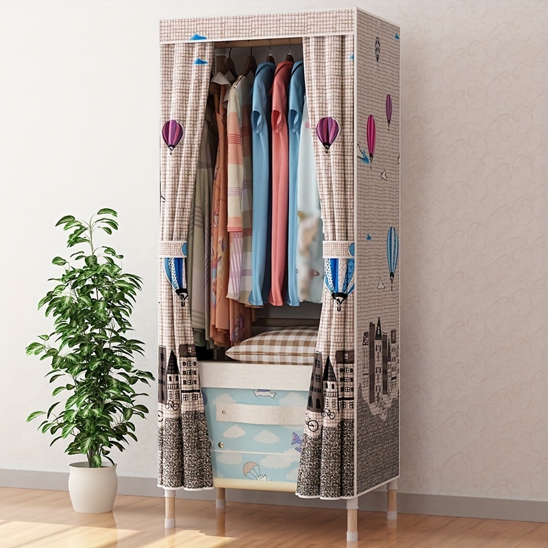 Simple Clothes Storage Wardrobe With Drawer And Dust - Temu