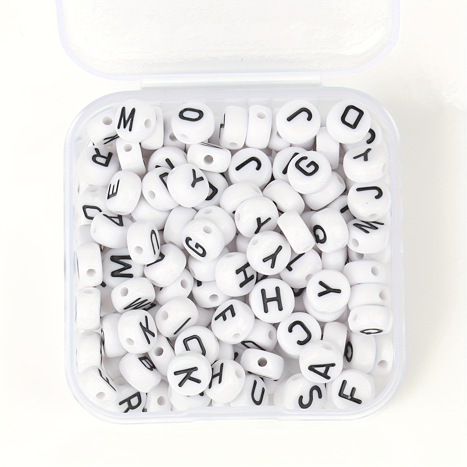 100Pcs Number Beads,White Acrylic Number Beads 7x4mm Plastic Round Number 0  Beads for Jewelry Making Bracelets Necklaces Making