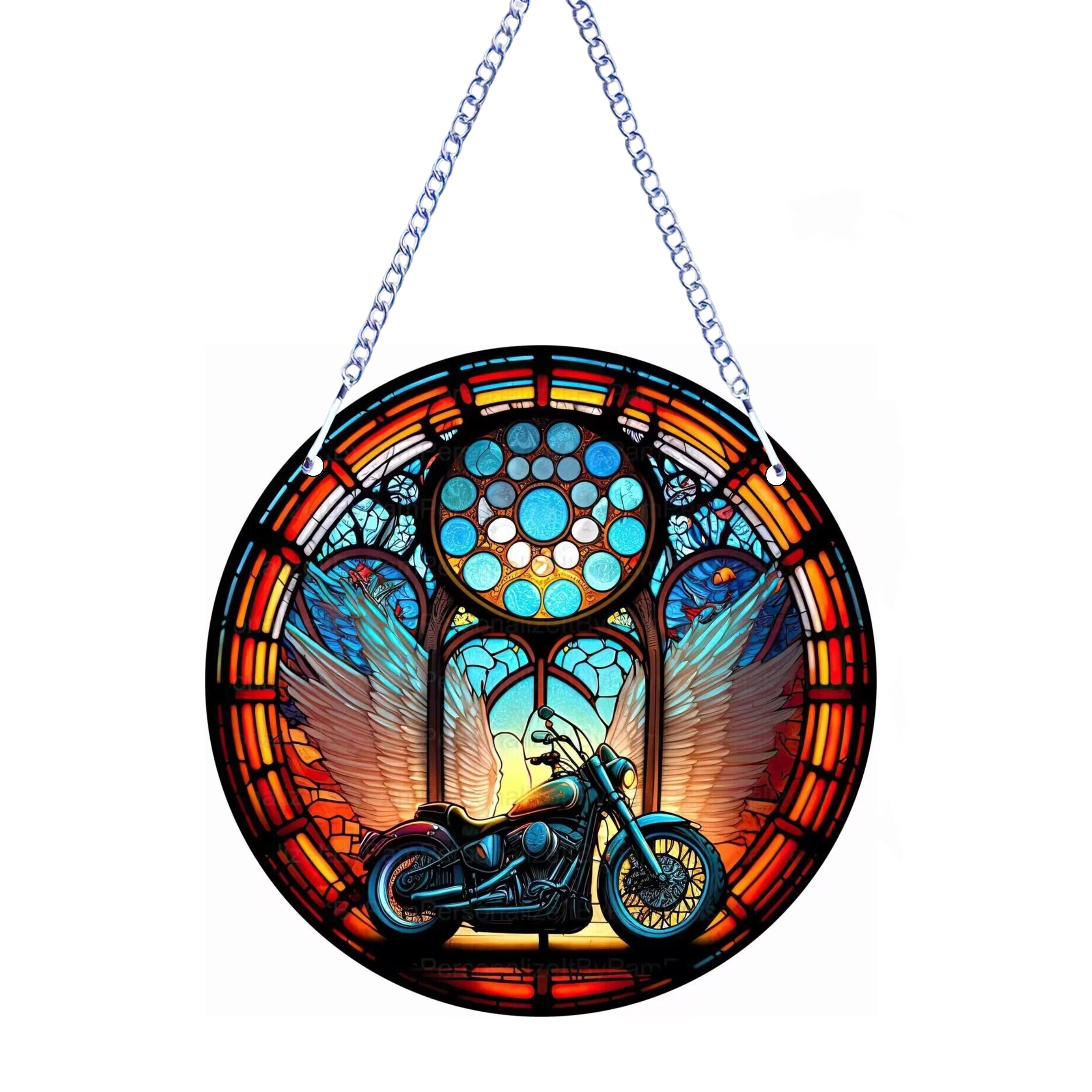 TEMU 1pc Motorcycle-themed Sun - Double-sided Acrylic Glass Decor For Home & Garden, Windows, Walls, And Outdoor