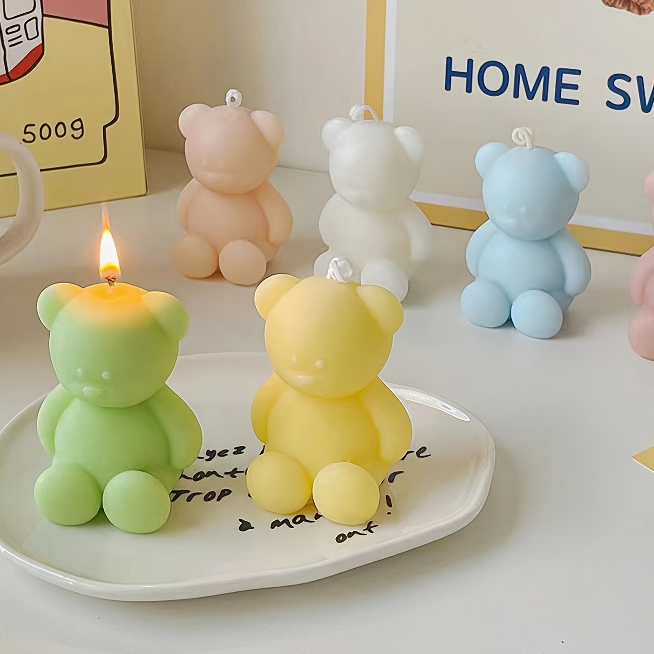 Bear Scented Candle Soy Wax Cute Baby Shower Candles Bear - Temu