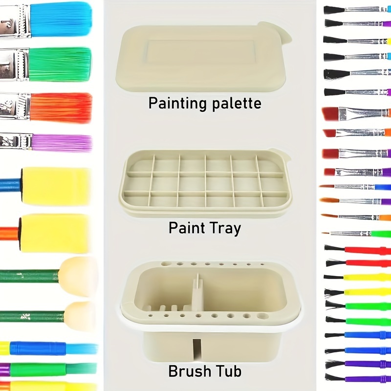 Rectangular Brush Tub With Integrated Palette In Lid Art - Temu